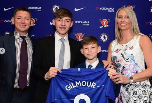 Carrie Gilmour with her husband Billy Gilmour Sr. and sons Harvey and Billy Gilmour